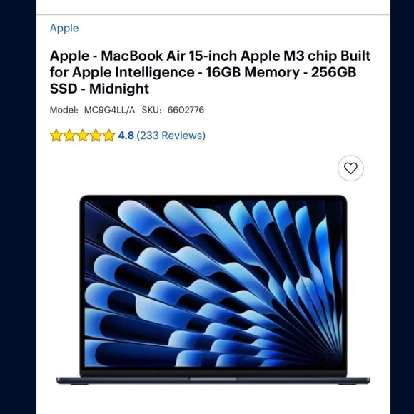 Apple MacBook Air 15-inch - Midnight